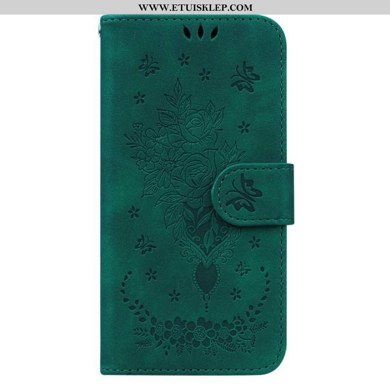 Obudowa Etui Na Telefon do Honor Magic 5 Lite z Łańcuch Wiązane Róże I Motyle
